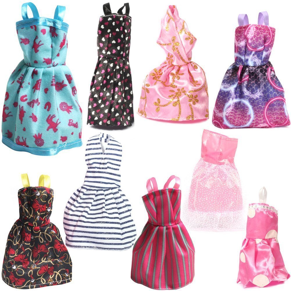 9 bộ váy cho búp bê Barbie Rainbow Handmade Dresses for Barbie Doll, Pack of 9