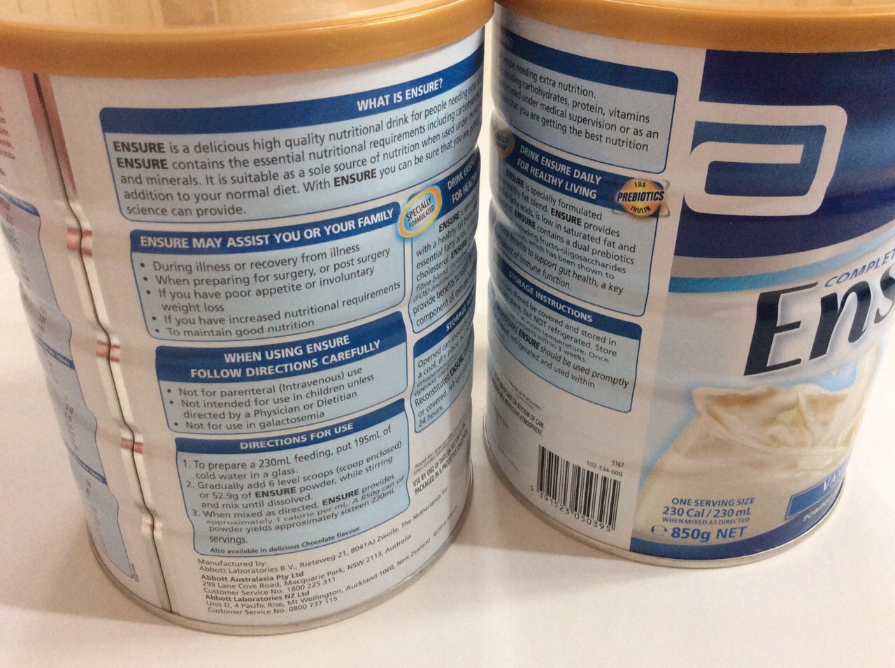 So sánh sữa bột Ensure của Úc và của Mỹ