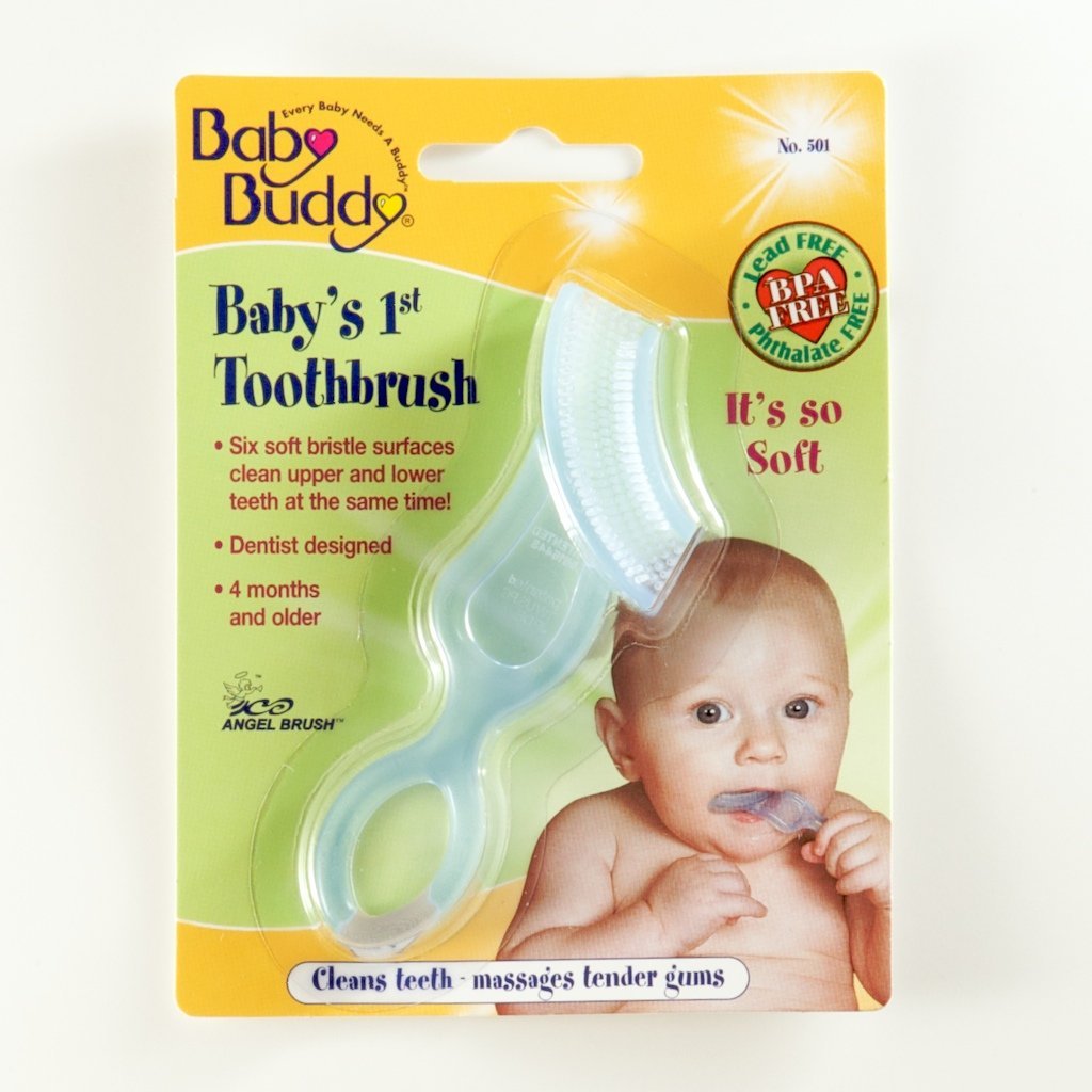 Bàn chải đánh răng cho bé từ 0 tuổi trở lên Baby Buddy, màu xanh