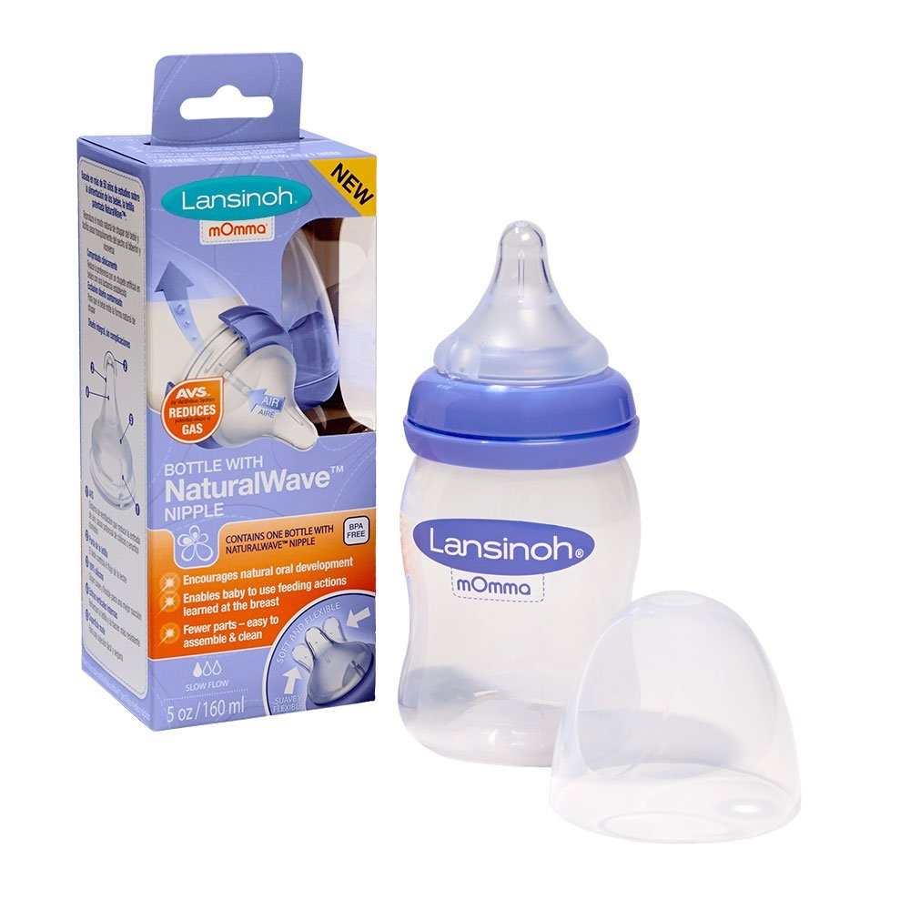 Bình sữa Lansinoh mOmma Bottle with NaturalWave Nipple 160 ml.