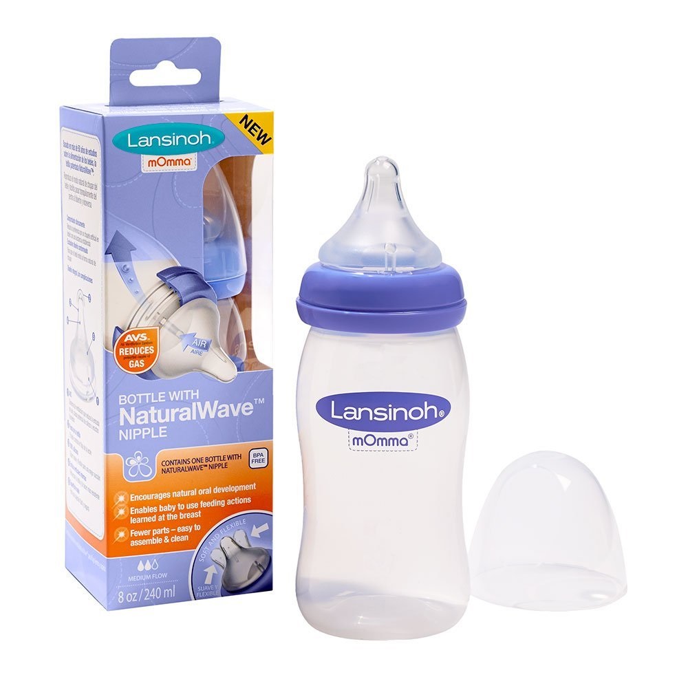 Bình sữa Lansinoh mOmma Bottle with NaturalWave Nipple 240 ml