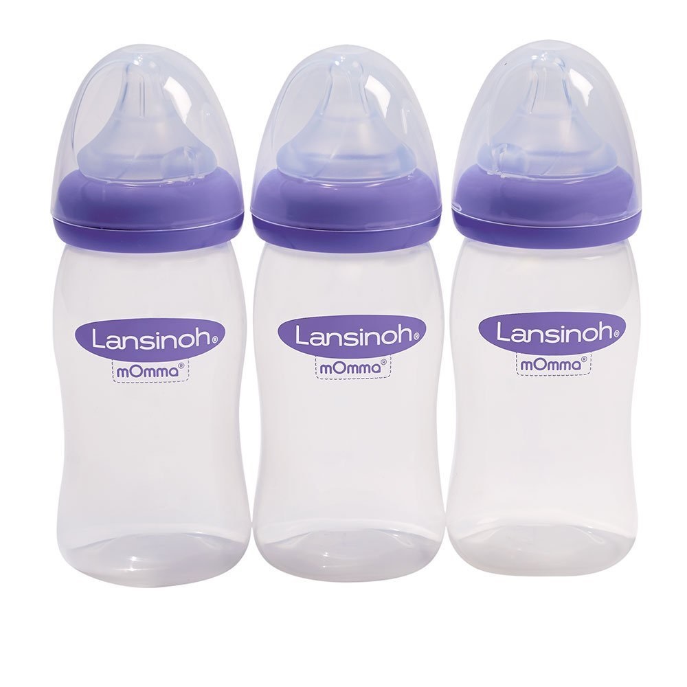 Bộ ba bình sữa với núm vú độc đáo Lansinoh mOmma Bottle with NaturalWave Nipple 240 ml