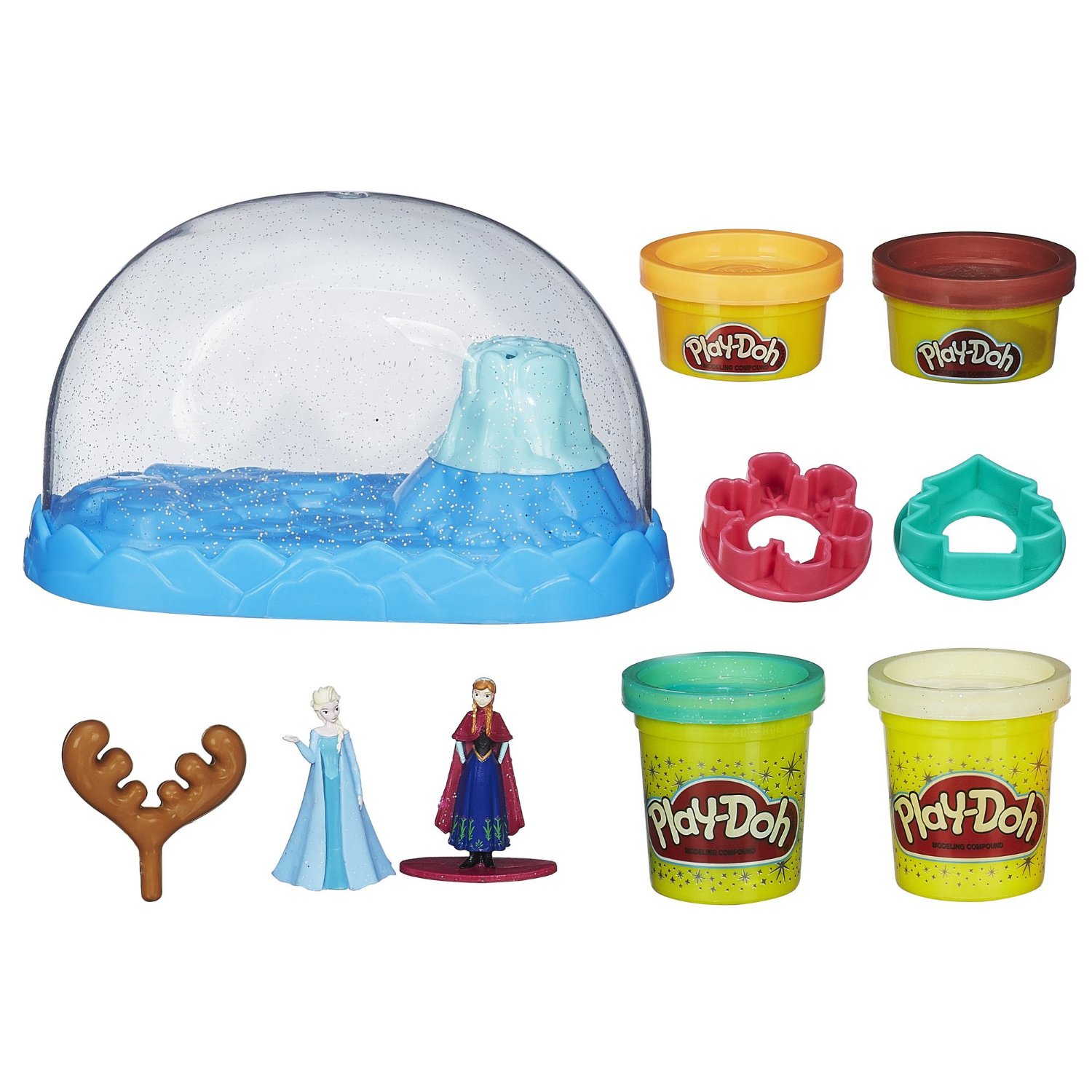 Bột nặn Play-Doh Disney Frozen Sparkle Snow Dome Set with Elsa and Anna