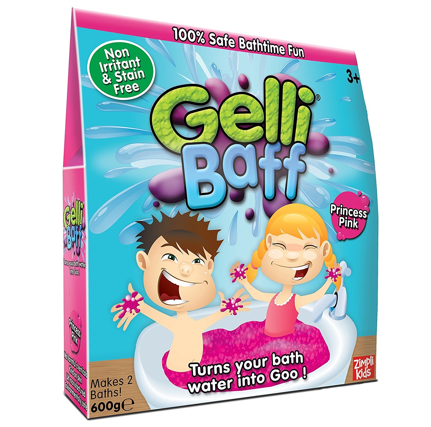 Bột tắm màu sắc hồng tươi Zimpli Kids Pink Gel Bath Gelli Baff