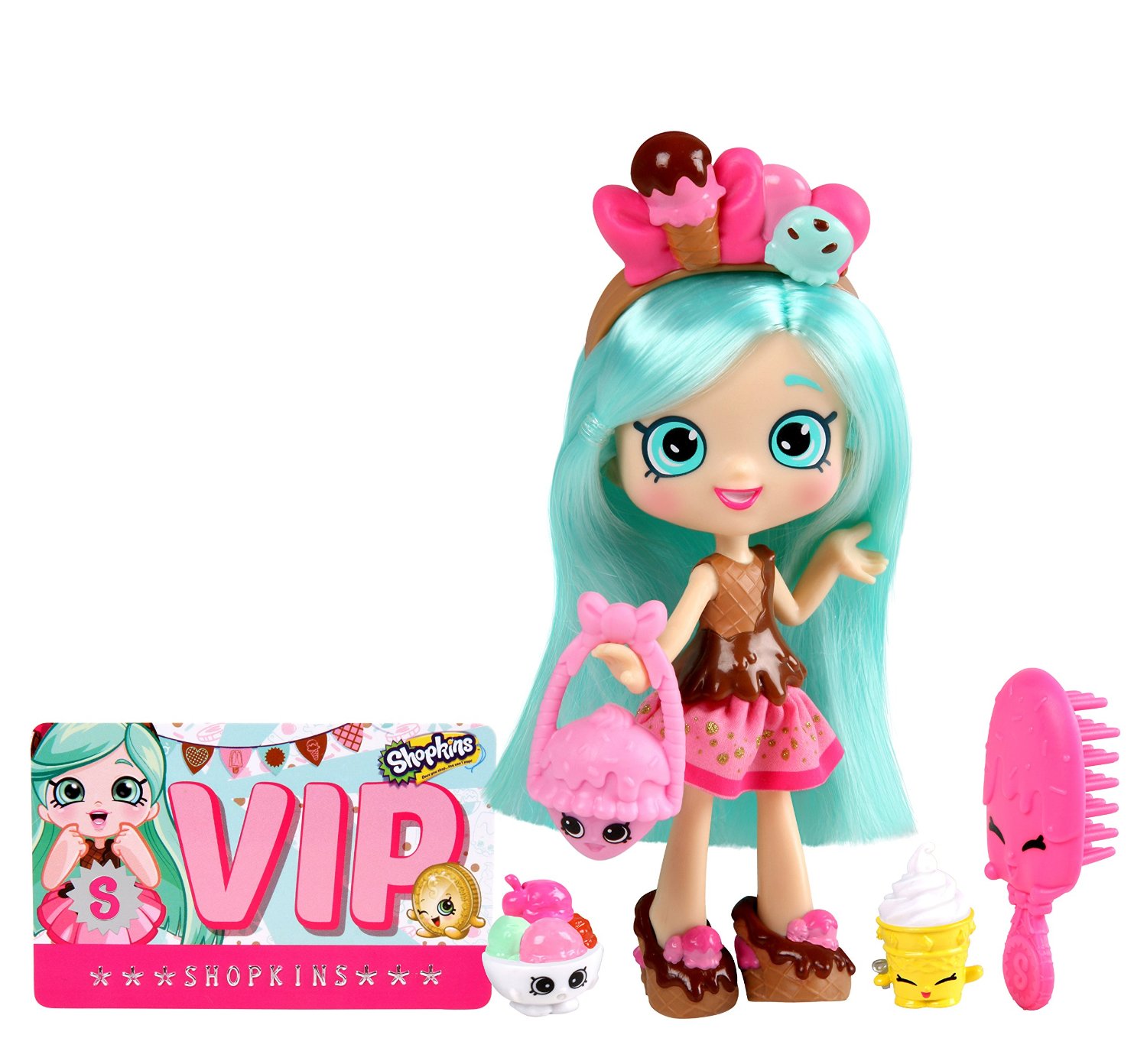 Búp bê tóc xanh Peppa-Mint Shopkins Shoppies S2 Doll Pack Peppa-Mint