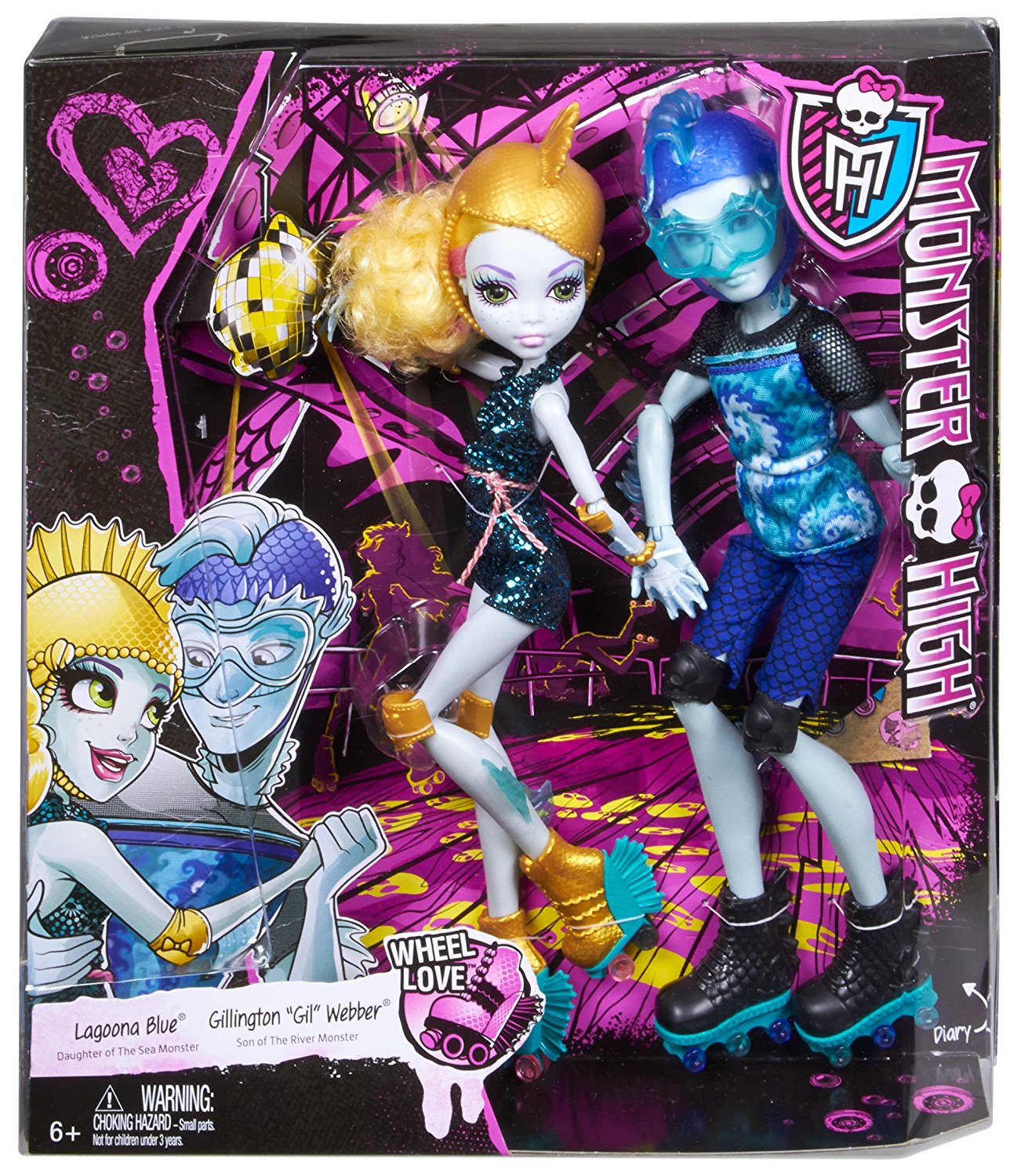 Cặp đôi búp bê Lagoona Blue và Gil Weber trượt patin Monster High Lagoona Blue and Gil Weber Wheel Love, Doll 2-Pack
