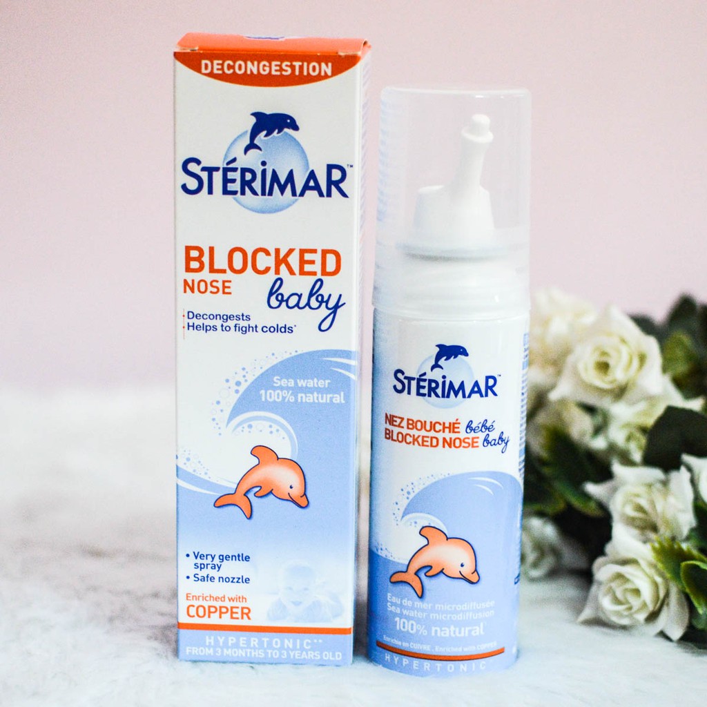Chai xịt muối biển Sterimar Blocked Nose Baby của Pháp