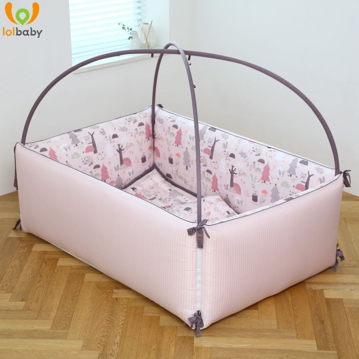 Giường sợi tre Bumper Pink Forest LolBaby