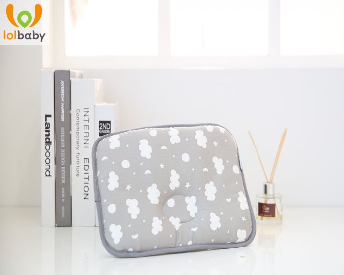 Gối sơ sinh chống móp đầu Fluffy Cloud Gray LolBaby