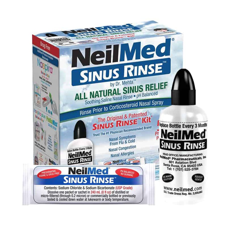 Lọ Rửa Mũi Người Lớn NeilMed Sinus Rinse, Lọ + 50 gói muối