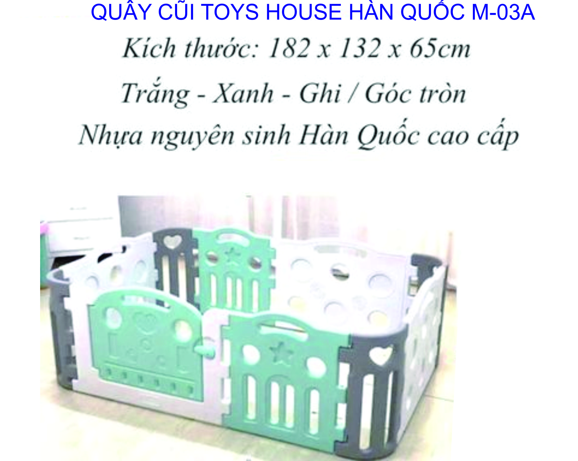 Quây cũi cho bé góc tròn Toyshouse size M TH-KK-03AB