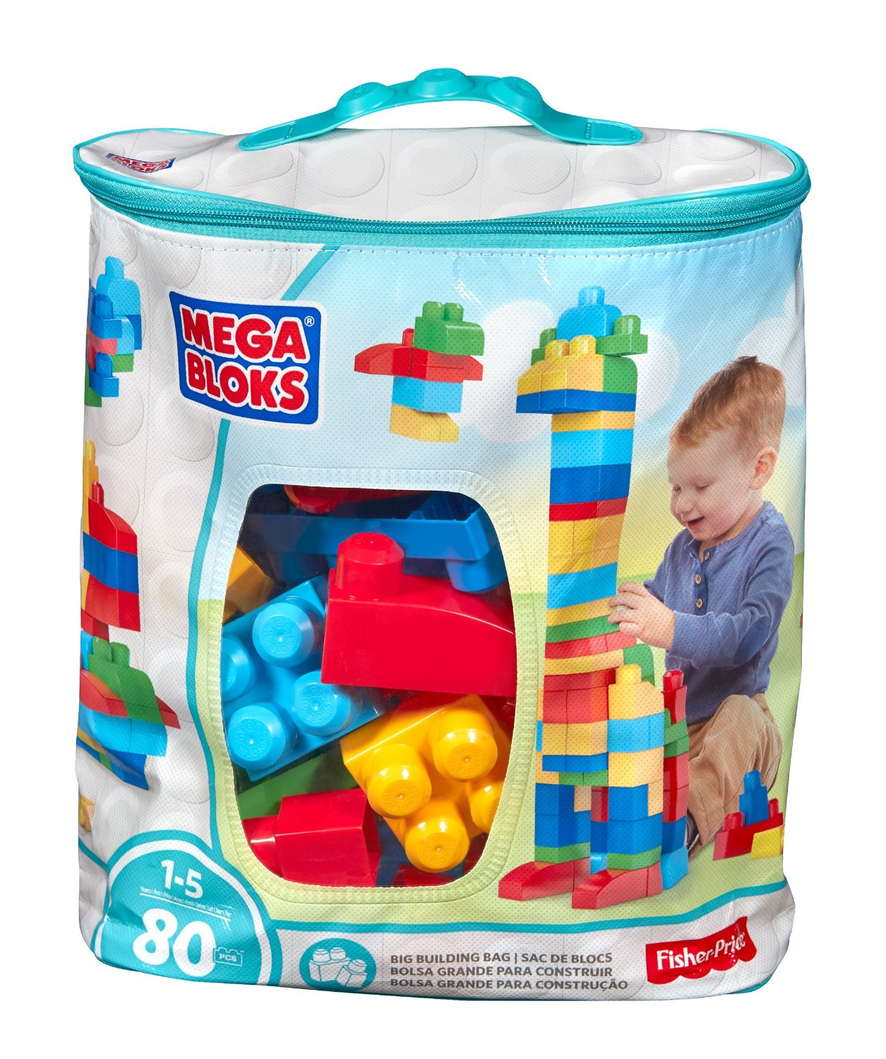 Sản phẩm xếp hình gồm 80 miếng ghép - Mega Bloks First Builders Big Building Bag, 80-Piece