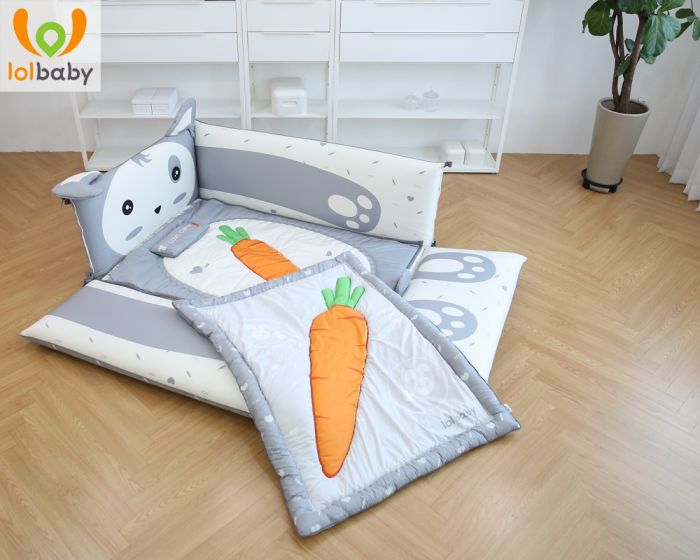 Set đệm ngủ sợi tre Rabbit Grey LolBaby