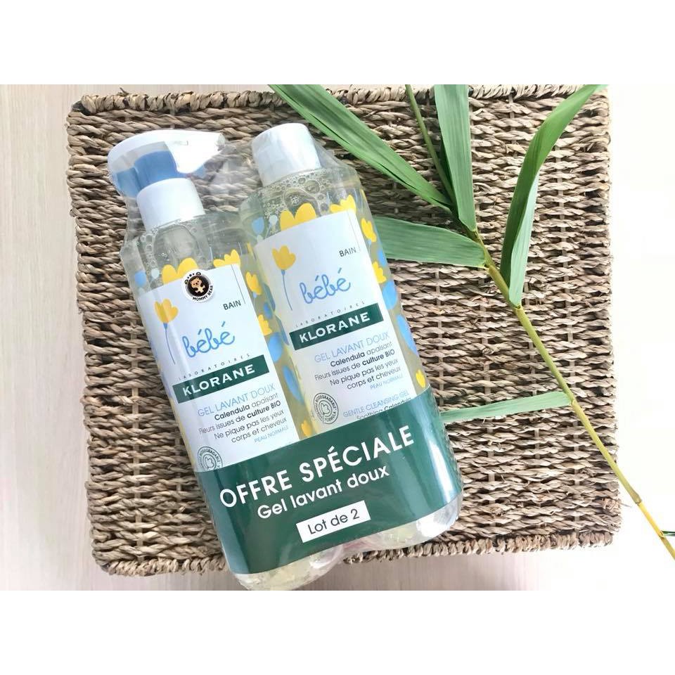 Sữa tắm gội 2 trong 1 Bebe Klorane cho bé từ sơ sinh(set 2) (mẫu mới) .