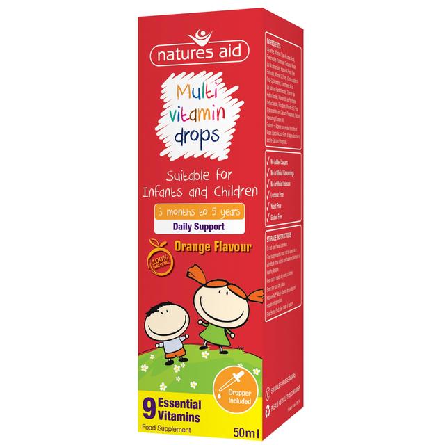Vitamin tổng hợp Multi Vitamin Drop Natures Aid cho bé từ 3 tháng - 5 tuổi